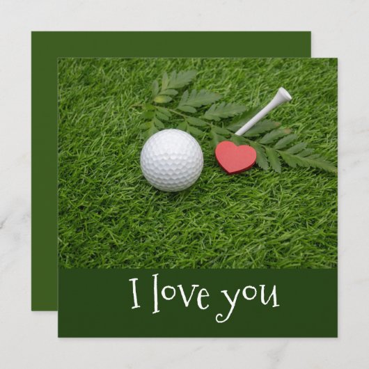 Golf Ik hou van je met golf en rood hart (Voorkant / Achterkant)