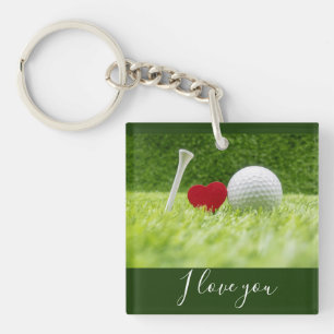 Golf Ik hou van je met t-shirt en golfbal van lief Sleutelhanger