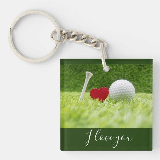 Golf Ik hou van je met t-shirt en golfbal van lief Sleutelhanger (voorkant)