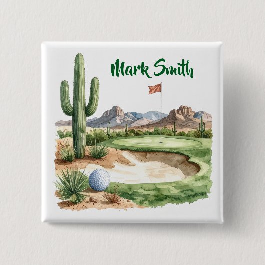 Golf in Arizona Vierkante Button 5,1 Cm (Voorkant)