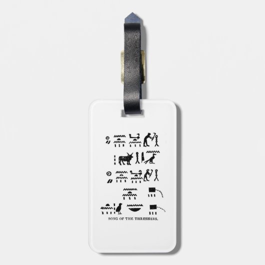"Golf in Egyptische Hieroglyphics" Bagagelabel (Achterkant verticaal)