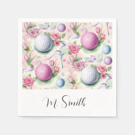 Golf in roze met bloemen voor Moederdag Servet