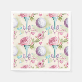Golf in roze met bloemen voor Moederdag Servet