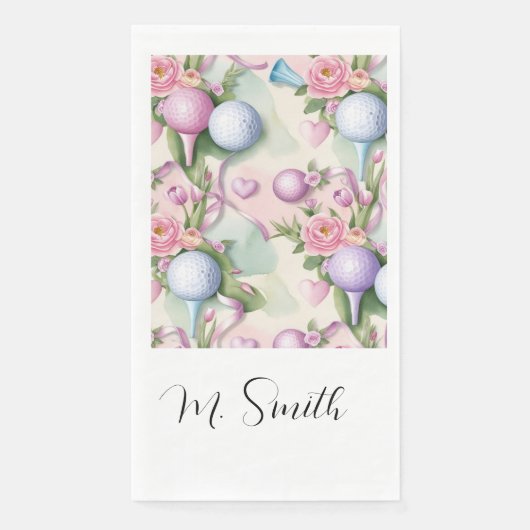 Golf in roze thema met bloemen voor Moederdag Servet (Voorkant)