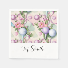 Golf in roze thema met bloemen voor Moederdag Servet