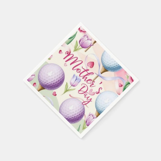 Golf in roze thema met bloemen voor Moederdag Servet