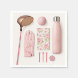 Golf in roze thema voor lady golfer servet