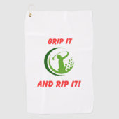 Golf infusie "Grip het en rip het!" golftas | Golfhanddoek (Voorkant)