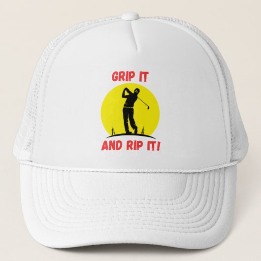 Golf-infusie "Grip It and Rip It" Golf-geïnspireer Trucker Pet (Voorkant)