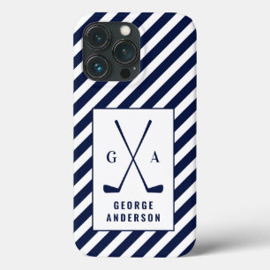 Golf initiaal monogram blauw wit Case-Mate iPhone case