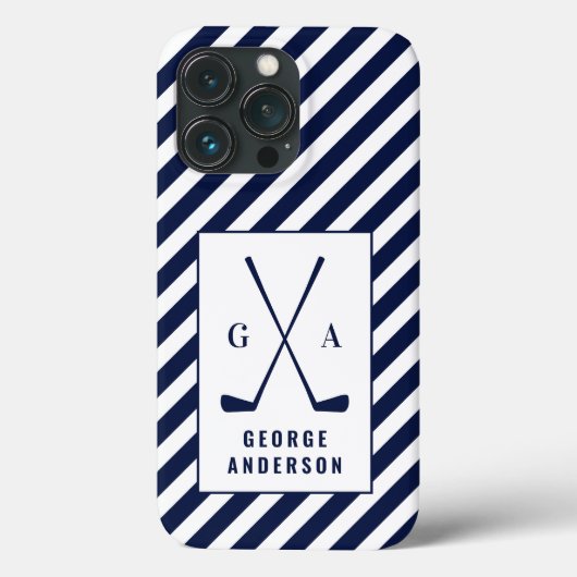 Golf initiaal monogram blauw wit Case-Mate iPhone case (Achterkant)