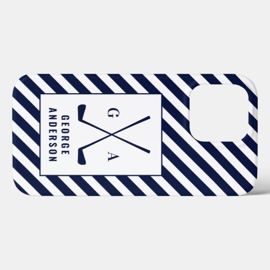 Golf initiaal monogram blauw wit Case-Mate iPhone case (Achterkant (horizontaal))
