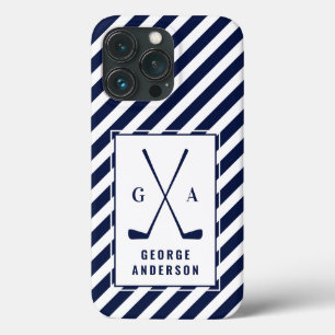 Golf initiaal monogram blauw wit Case-Mate iPhone case