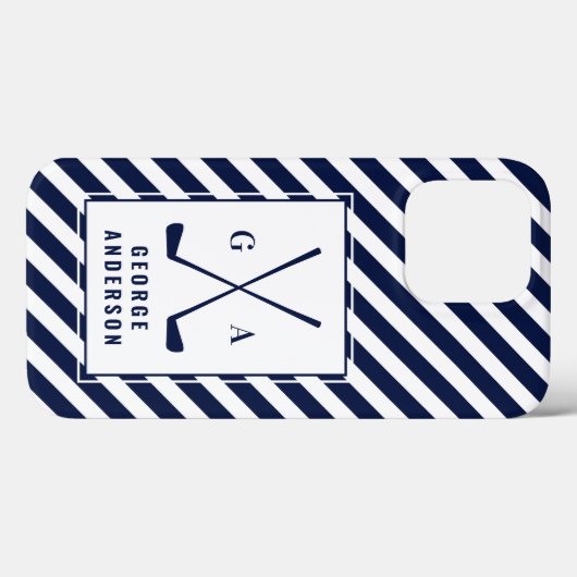 Golf initiaal monogram blauw wit Case-Mate iPhone case (Achterkant (horizontaal))