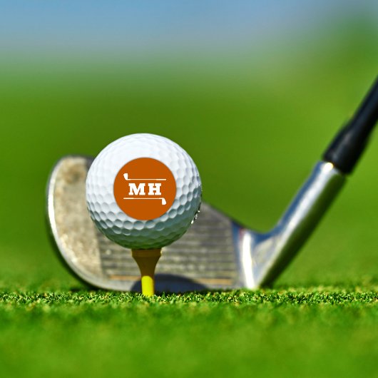 Golf Initialen Klassiek Preppy Atletisch Oranje Golfballen