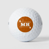 Golf Initialen Klassiek Preppy Atletisch Oranje Golfballen (Voorkant)