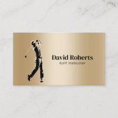 Golf instructeur golf schommel coach modern goud visitekaartje (Voorkant)