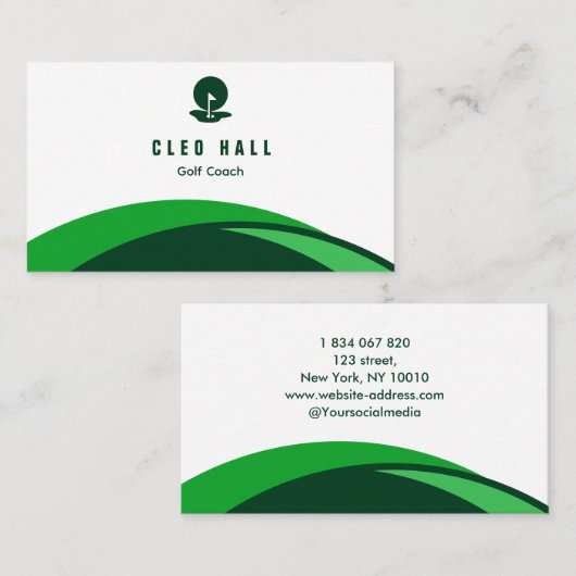 Golf instructeur golfcoach visitekaartje (Voorkant / Achterkant)