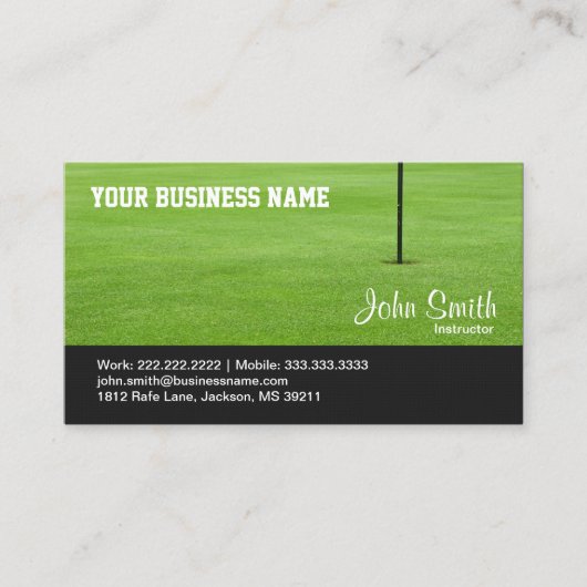 Golf instructeur groen gazon visitekaartje (Voorkant)
