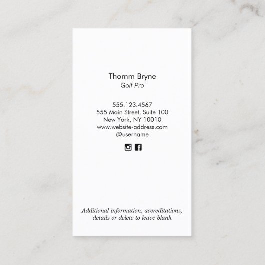 Golf Instructeur Monogrammed Gold Ball Business Ca Visitekaartje (Achterkant)