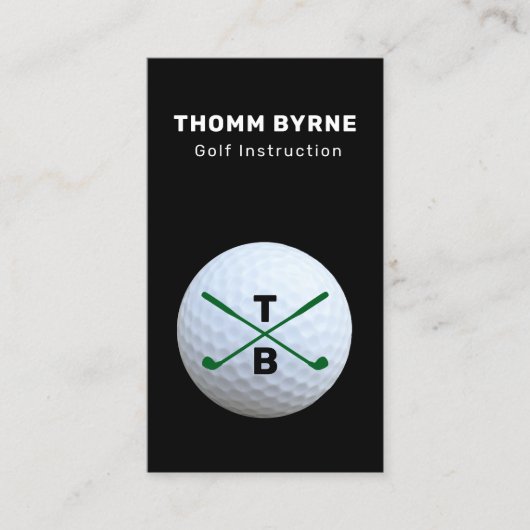 Golf Instructeur Monogrammed Gold Ball Business Ca Visitekaartje (Voorkant)