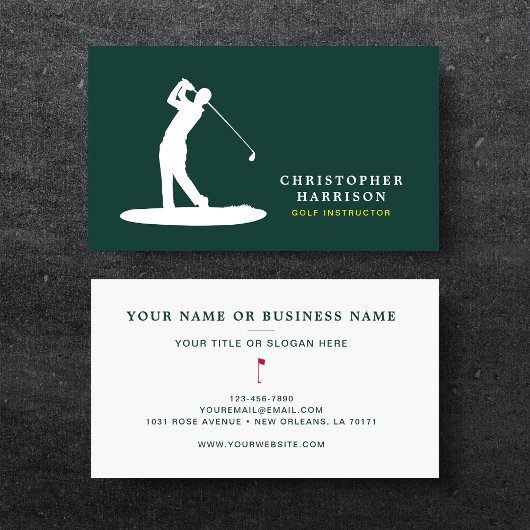Golf Instructeur Professionele Moderne Groene Spor Visitekaartje