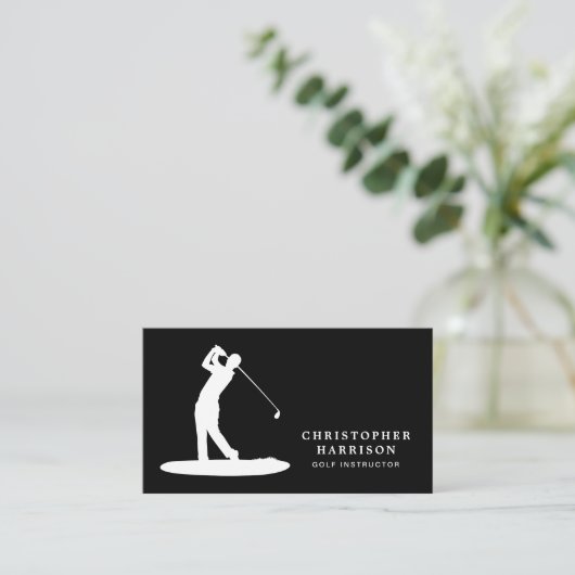 Golf Instructeur Professionele Moderne Zwarte Spor Visitekaartje (Staand voorkant)