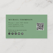 Golf instructeur Social Media QR Code Groen Visitekaartje (Achterkant)