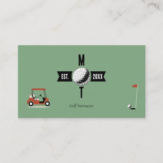 Golf instructeur Social Media QR Code Groen Visitekaartje (Voorkant)