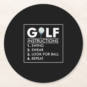 Golf Instructies Swing Swear Kijk Ball Herhalen Ronde Kartonnen Onderzetter