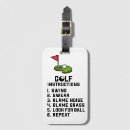 Golf Instruction Swing Swear bij vlaggengat op gro Bagagelabel