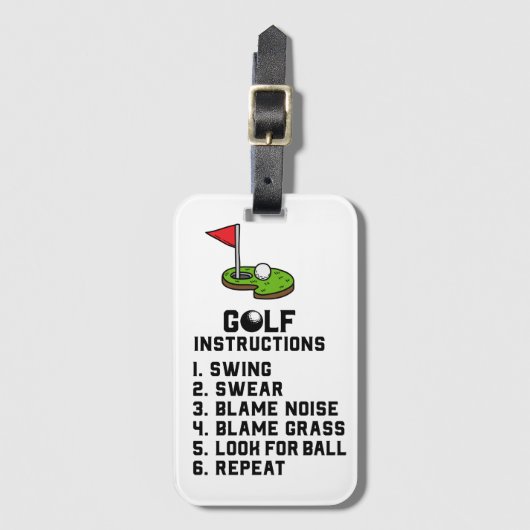 Golf Instruction Swing Swear bij vlaggengat op gro Bagagelabel (Voorkant (verticaal))