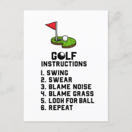 Golf Instruction Swing Swear bij vlaggengat op gro Briefkaart