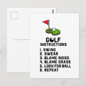 Golf Instruction Swing Swear bij vlaggengat op gro Briefkaart (Voorkant / Achterkant)