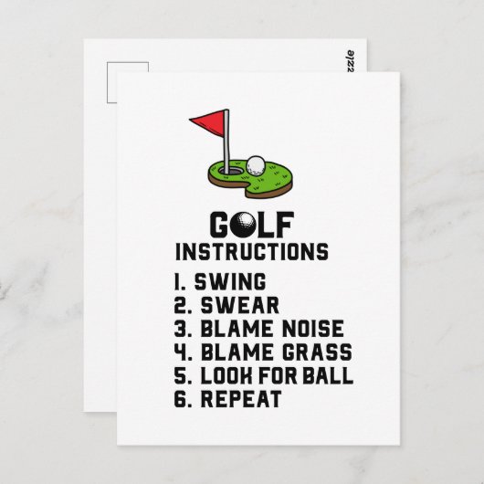 Golf Instruction Swing Swear bij vlaggengat op gro Briefkaart (Voorkant / Achterkant)