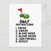 Golf Instruction Swing Swear bij vlaggengat op gro Briefkaart (Voorkant)