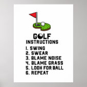Golf Instruction Swing Swear bij vlaggengat op gro Poster (Voorkant)