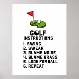 Golf Instruction Swing Swear bij vlaggengat op gro Poster