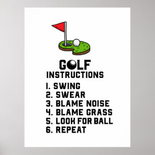 Golf Instruction Swing Swear bij vlaggengat op gro Poster