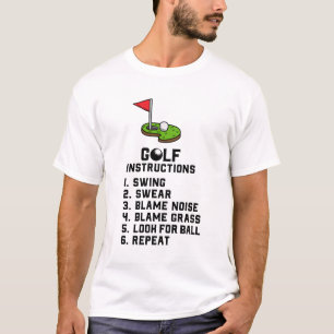 Golf Instruction Swing Swear bij vlaggengat op gro T-shirt