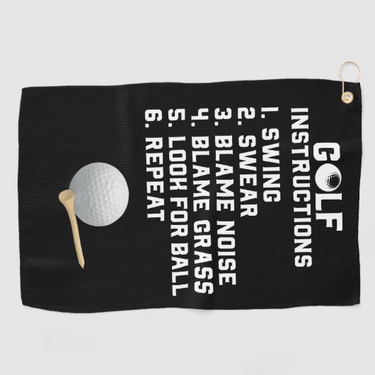 Golf-instruction Swing Swear met kogel en t-shirt Golfhanddoek