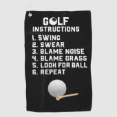Golf-instruction Swing Swear met kogel en t-shirt Golfhanddoek (Voorkant)