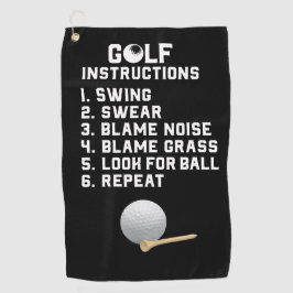 Golf-instruction Swing Swear met kogel en t-shirt Golfhanddoek