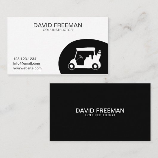 Golf Instructor Black en White Unique Golf Cart Visitekaartje (Voorkant / Achterkant)