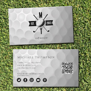 Golf Instructor Business Social Media QR Code Visitekaartje