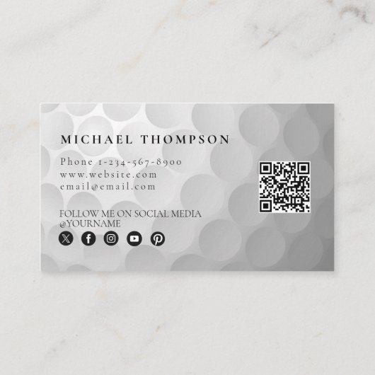 Golf Instructor Business Social Media QR Code Visitekaartje (Achterkant)