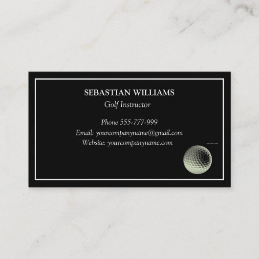 Golf Instructor Docent Professionele Sport Zwart Visitekaartje (Voorkant)