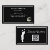 Golf Instructor Docent Professionele Sport Zwart Visitekaartje (Voorkant / Achterkant)