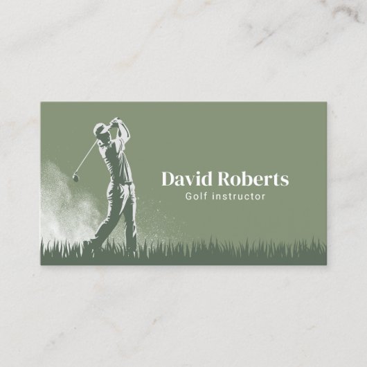 Golf Instructor Golf Swing Coach Sage Green Visitekaartje (Voorkant)