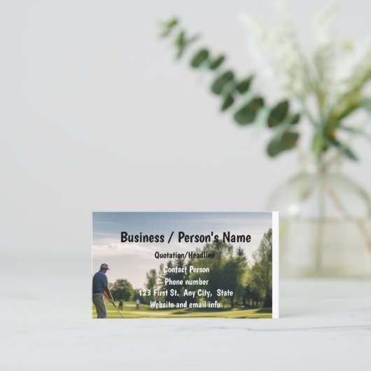 Golf Instructor Golfing Golfer Custom Business Visitekaartje (Staand voorkant)